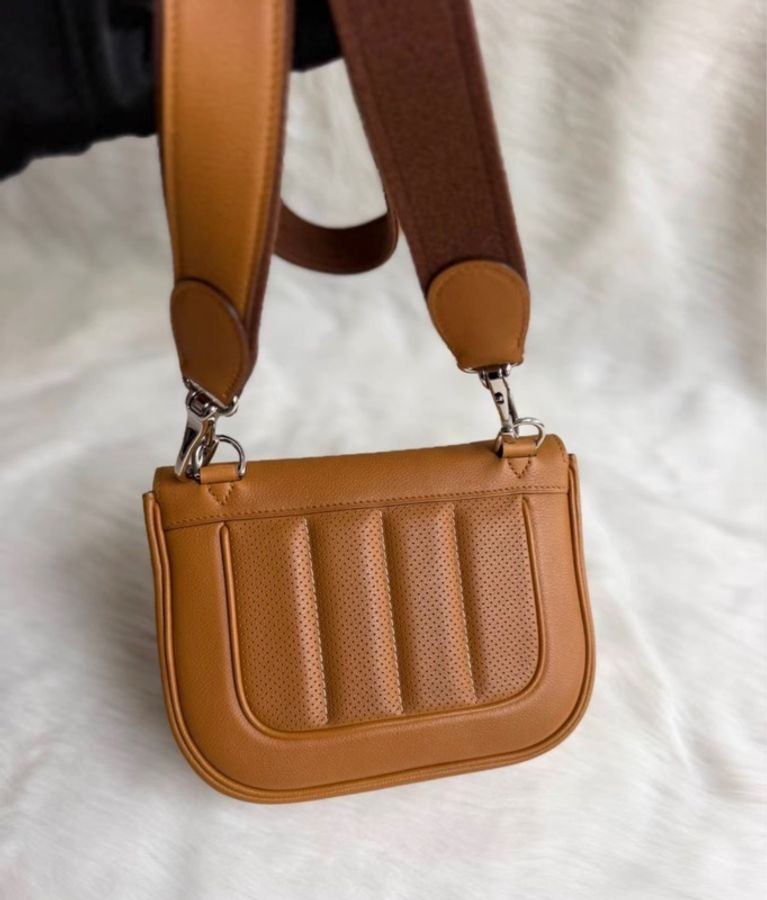 愛馬仕berline迷你焦糖色 hermes berline20金棕銀扣-3