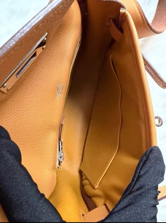愛馬仕berline迷你焦糖色 hermes berline20金棕銀扣-5