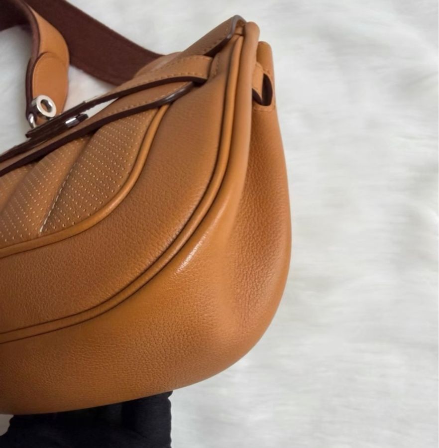 愛馬仕berline迷你焦糖色 hermes berline20金棕銀扣-6