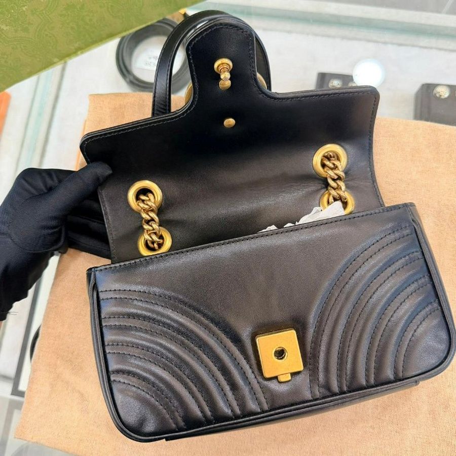 *SHIHNA名牌精品* Gucci GG Marmont 牛皮肩斜背包22cm-3