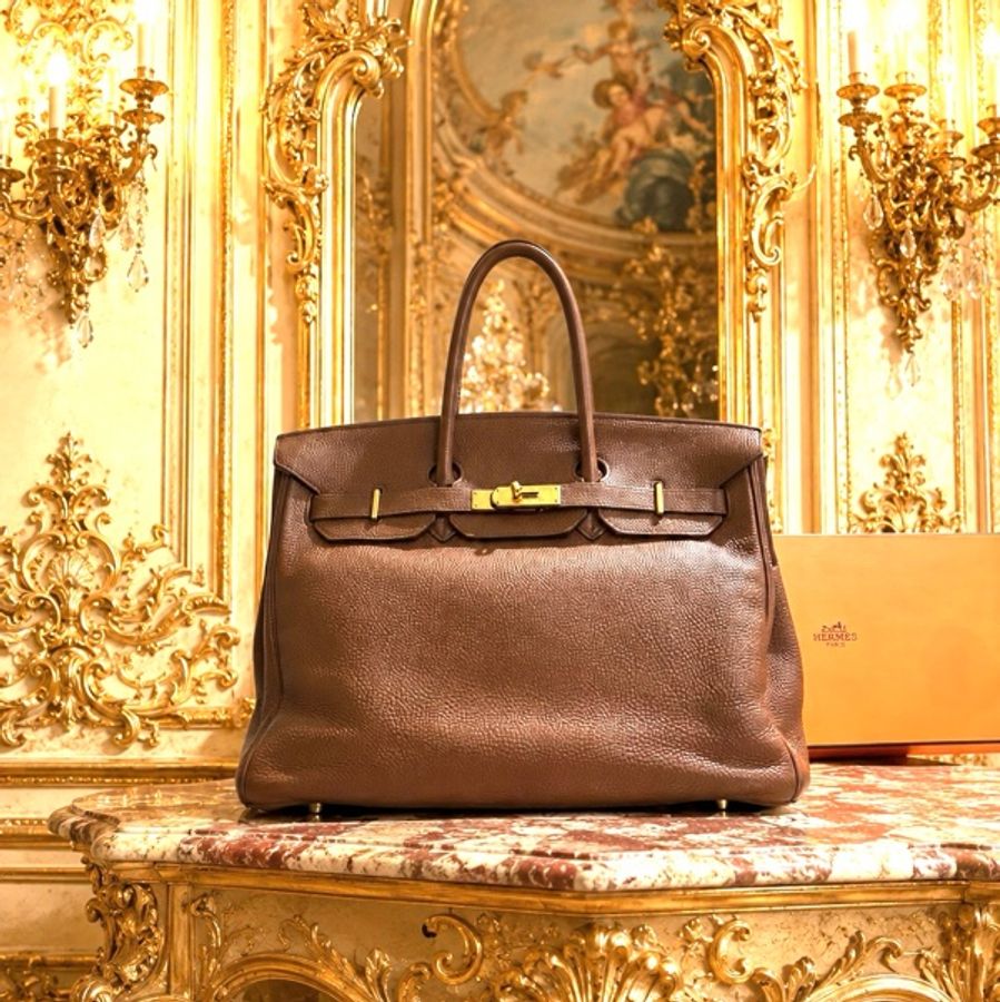 愛馬仕Hermes Birkin35 鉑金包 金剛色 金棕色 保值 女王氣場必備-0