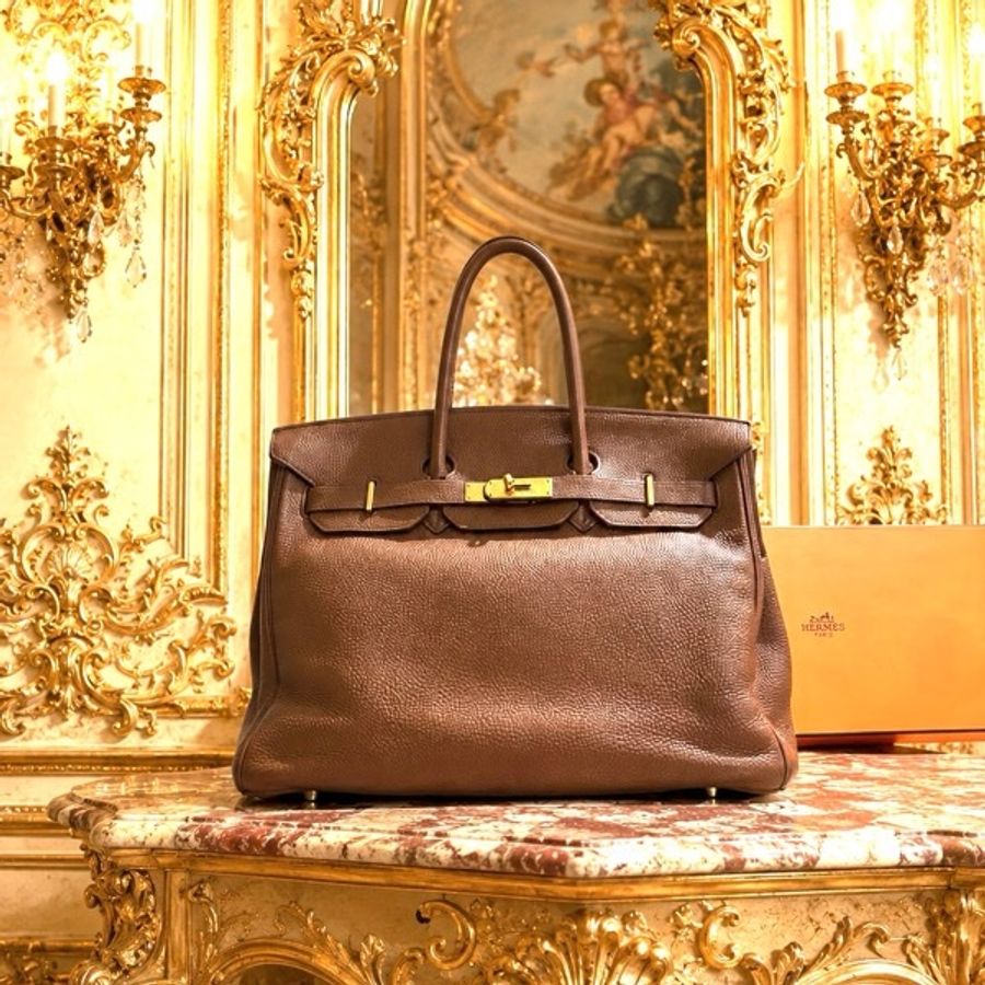 愛馬仕Hermes Birkin35 鉑金包 金剛色 金棕色 保值 女王氣場必備-1