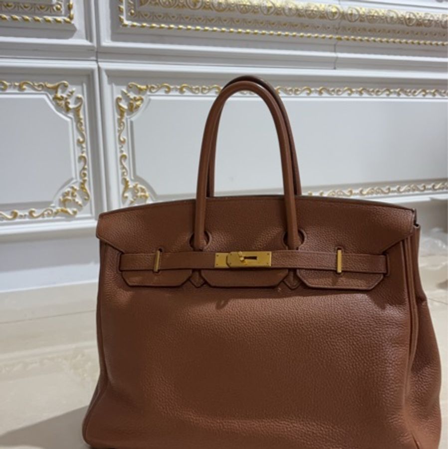 愛馬仕Hermes Birkin35 鉑金包 金剛色 金棕色 金扣 Togo 皮 保值 女王氣場必備-6