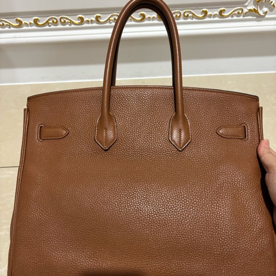 愛馬仕Hermes Birkin35 鉑金包 金剛色 金棕色 金扣 Togo 皮 保值 女王氣場必備-7