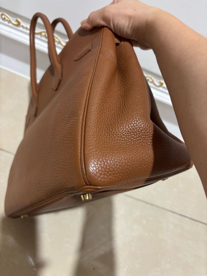 愛馬仕Hermes Birkin35 鉑金包 金剛色 金棕色 金扣 Togo 皮 保值 女王氣場必備-10