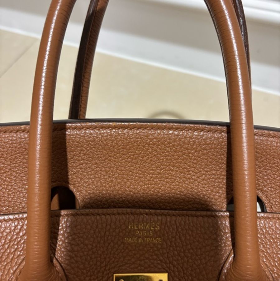 愛馬仕Hermes Birkin35 鉑金包 金剛色 金棕色 金扣 Togo 皮 保值 女王氣場必備-26