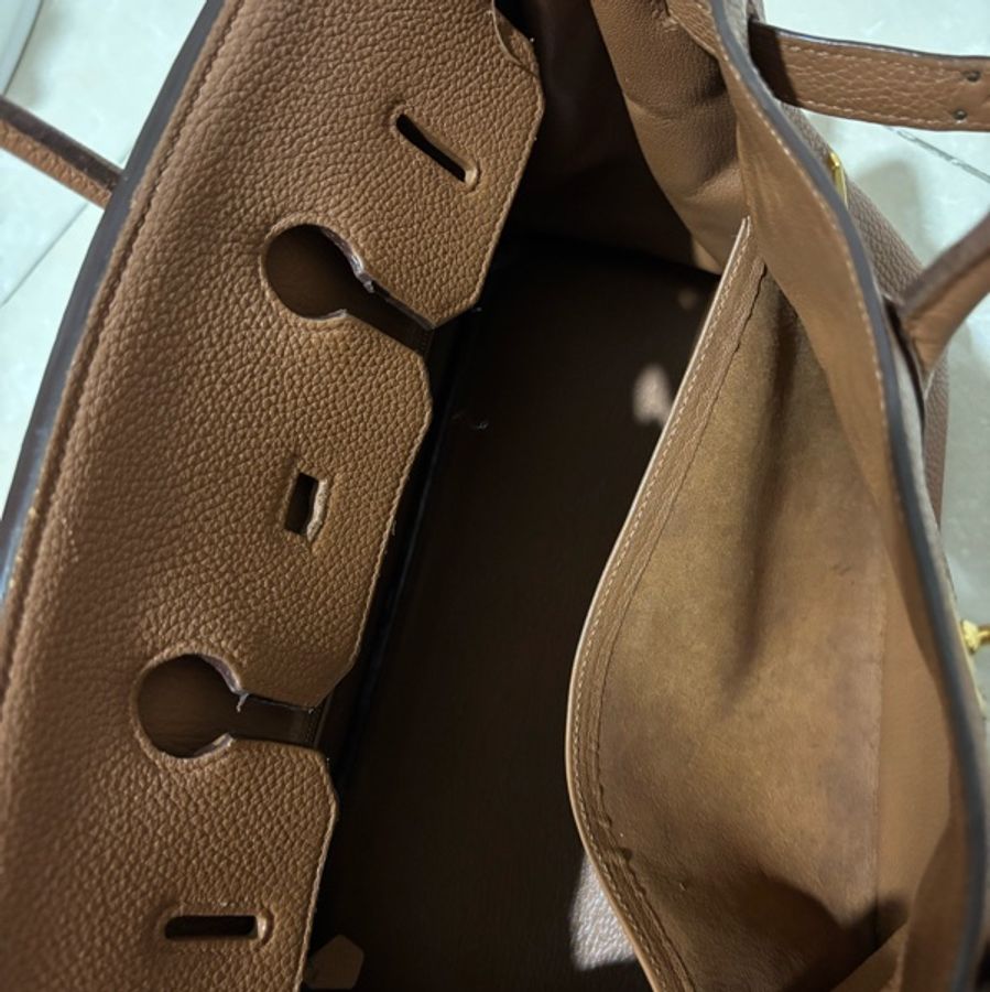 愛馬仕Hermes Birkin35 鉑金包 金剛色 金棕色 金扣 Togo 皮 保值 女王氣場必備-34