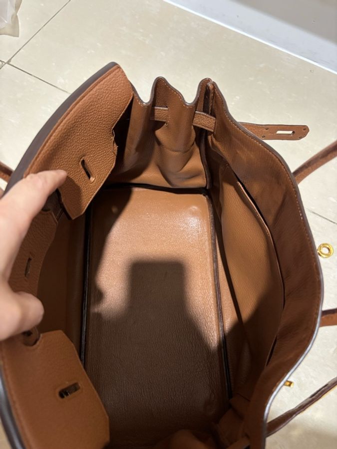 愛馬仕Hermes Birkin35 鉑金包 金剛色 金棕色 金扣 Togo 皮 保值 女王氣場必備-16