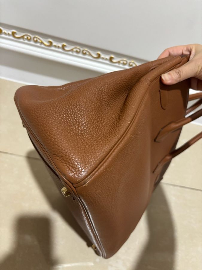 愛馬仕Hermes Birkin35 鉑金包 金剛色 金棕色 金扣 Togo 皮 保值 女王氣場必備-27
