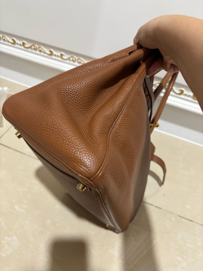愛馬仕Hermes Birkin35 鉑金包 金剛色 金棕色 金扣 Togo 皮 保值 女王氣場必備-28