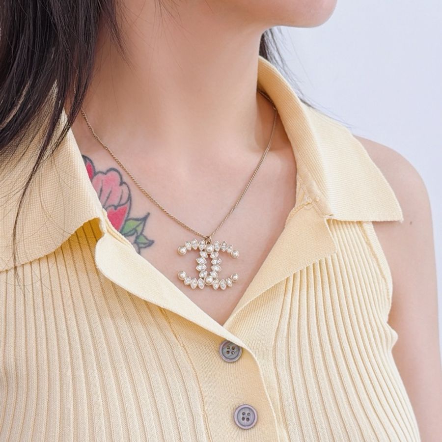 莉亞精品♡ Chanel 雙C水鑽珍珠 #二手美品-1