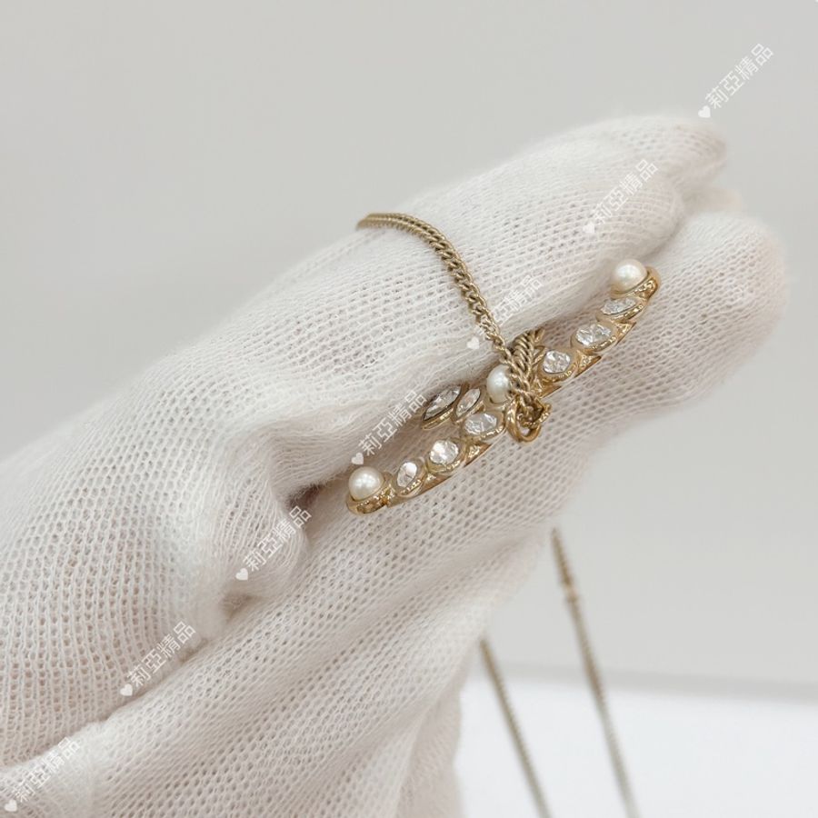 莉亞精品♡ Chanel 雙C水鑽珍珠 #二手美品-5