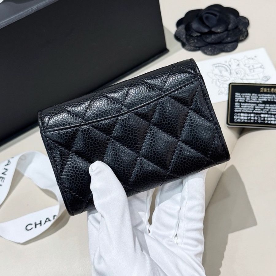Chanel 香奈兒 CF卡包 黑銀魚子醬 零錢包-2
