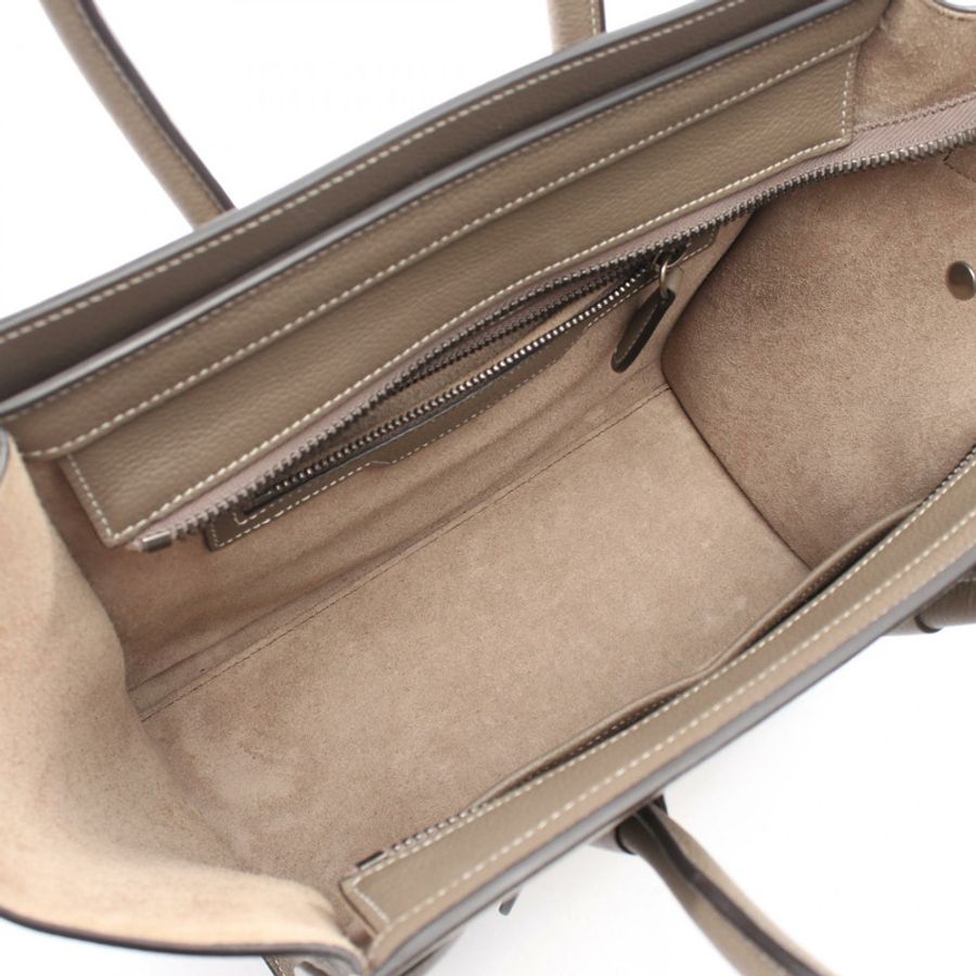 CELINE Luggage Micro Shopper 手提包 189793 皮革 米色 二手 女士-2