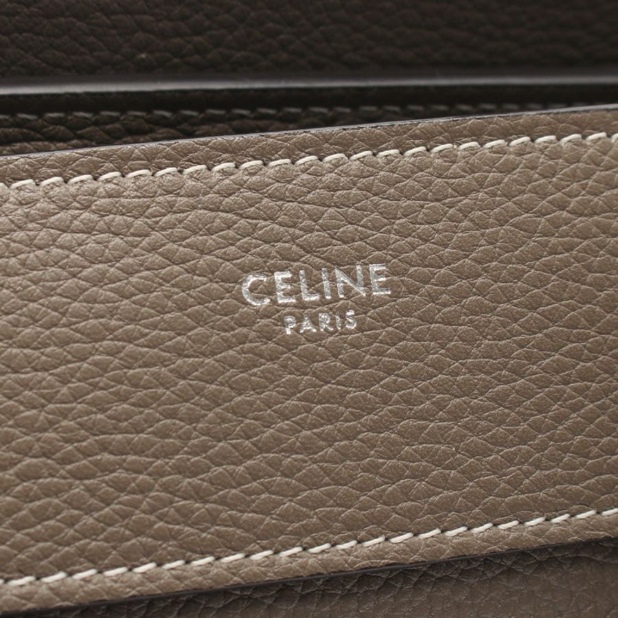 CELINE Luggage Micro Shopper 手提包 189793 皮革 米色 二手 女士-3