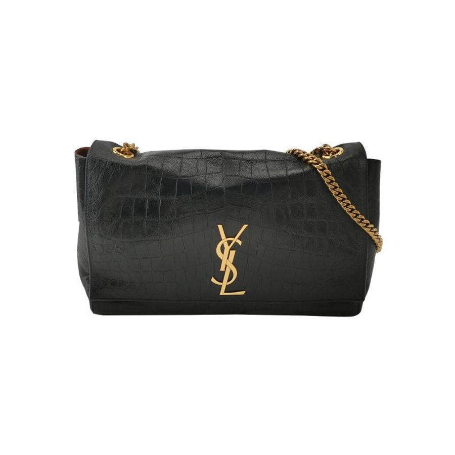 Saint Laurent Kate凱特包中型油蠟皮翻毛皮鱷魚紋YSL標誌YSL標誌雙面斜背包單肩包-0