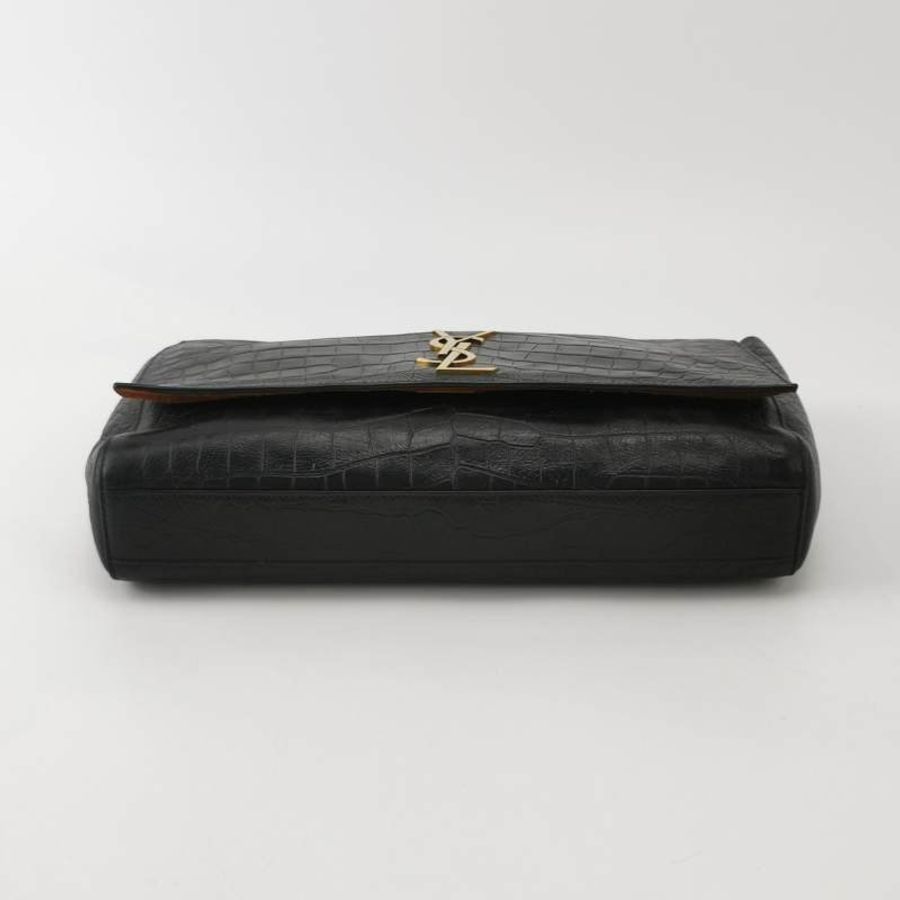 Saint Laurent Kate凱特包中型油蠟皮翻毛皮鱷魚紋YSL標誌YSL標誌雙面斜背包單肩包-5