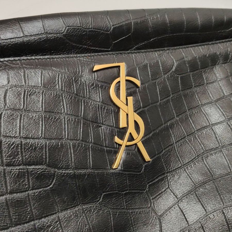 Saint Laurent Kate凱特包中型油蠟皮翻毛皮鱷魚紋YSL標誌YSL標誌雙面斜背包單肩包-17
