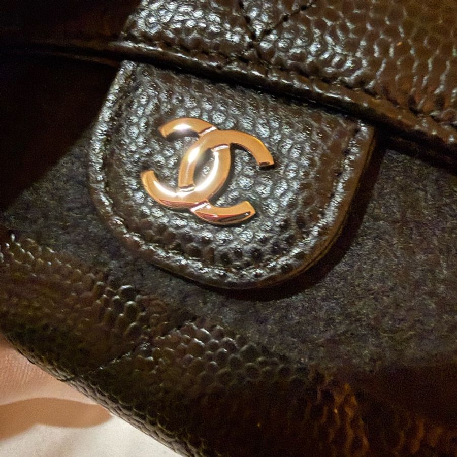 Chanel 經典荔枝皮 黑色銀釦 三折皮夾/短夾 現貨-1