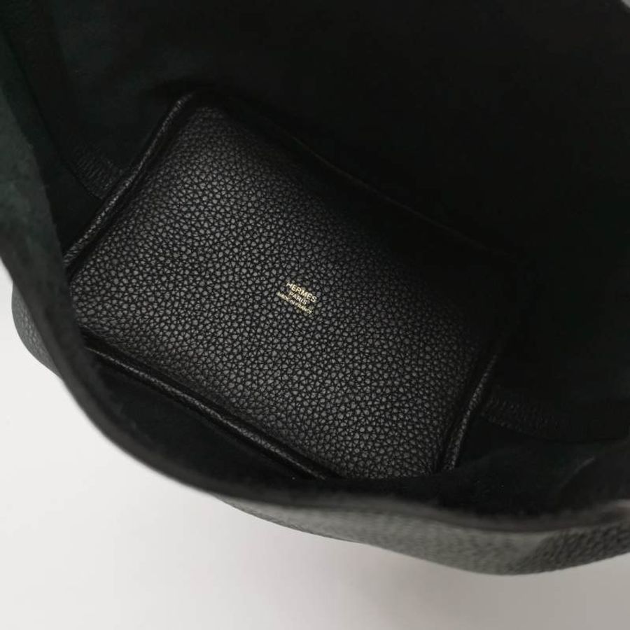 Hermes Picotin菜籃子包18純色手提包Clemence（TC）牛皮金扣89黑色Y刻-7