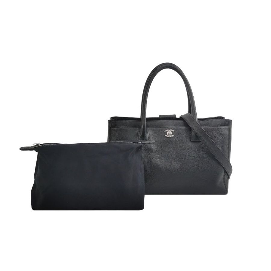 Chanel Cerf Tote牛皮純色雙C釦子母包單肩包-0