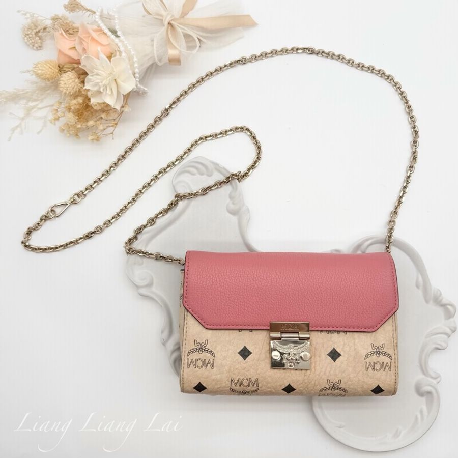 MCM Patricia 經典 Visetos 帆布拼色鏈條包-0