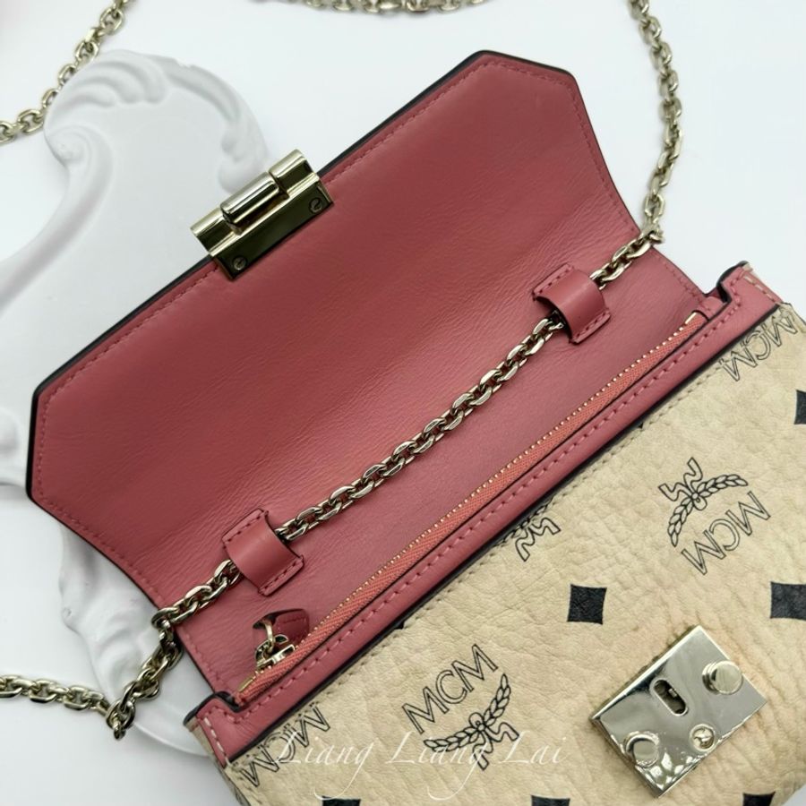 MCM Patricia 經典 Visetos 帆布拼色鏈條包-10