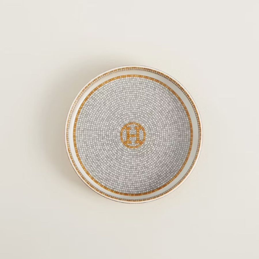 現貨商品 全新商品 台灣購證 Hermes 金色馬賽克圓形收納飾品盤-1