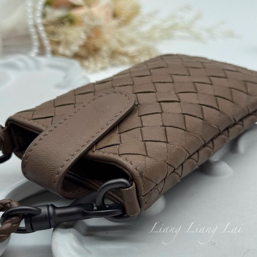 BOTTEGA VENETA BV 編織小羊皮焦糖棕色小提包｜小廢包｜萬用掛包-20