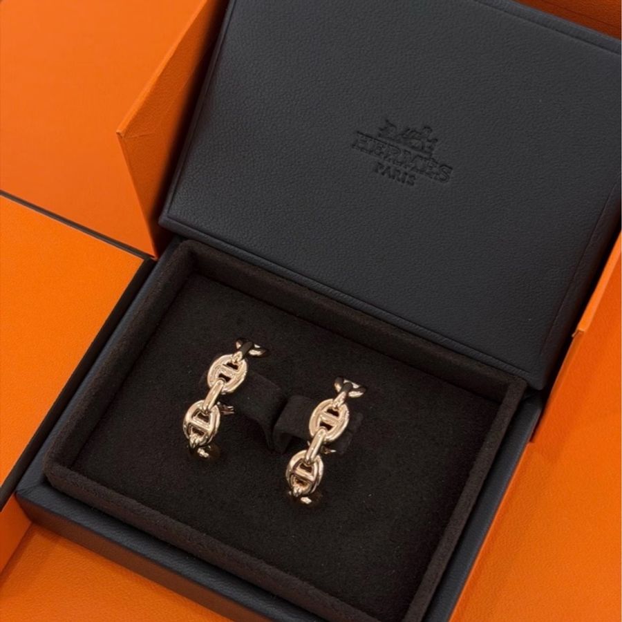 現貨商品 全新商品 台灣購證 Hermes 玫瑰金豬鼻子 半圈爬耳式耳環 單耳-0