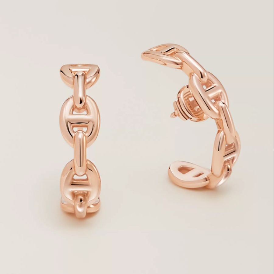 現貨商品 全新商品 台灣購證 Hermes 玫瑰金豬鼻子 半圈爬耳式耳環 單耳-2