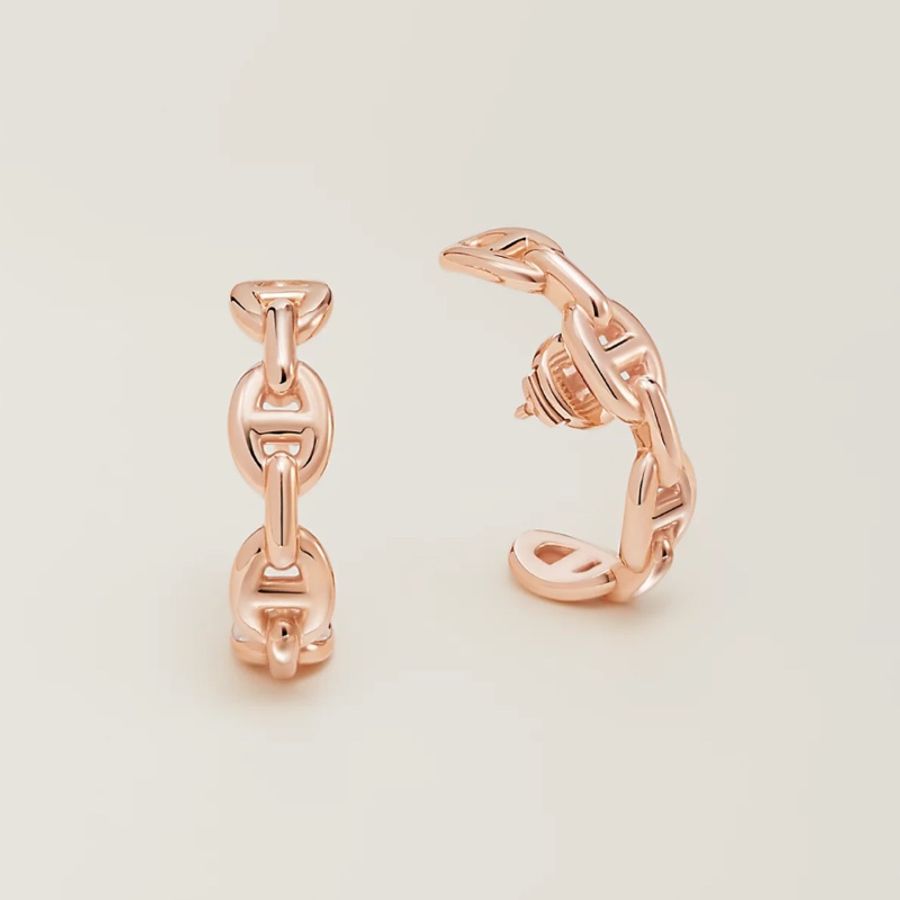 現貨商品 全新商品 台灣購證 Hermes 玫瑰金豬鼻子 半圈爬耳式耳環 單耳-3