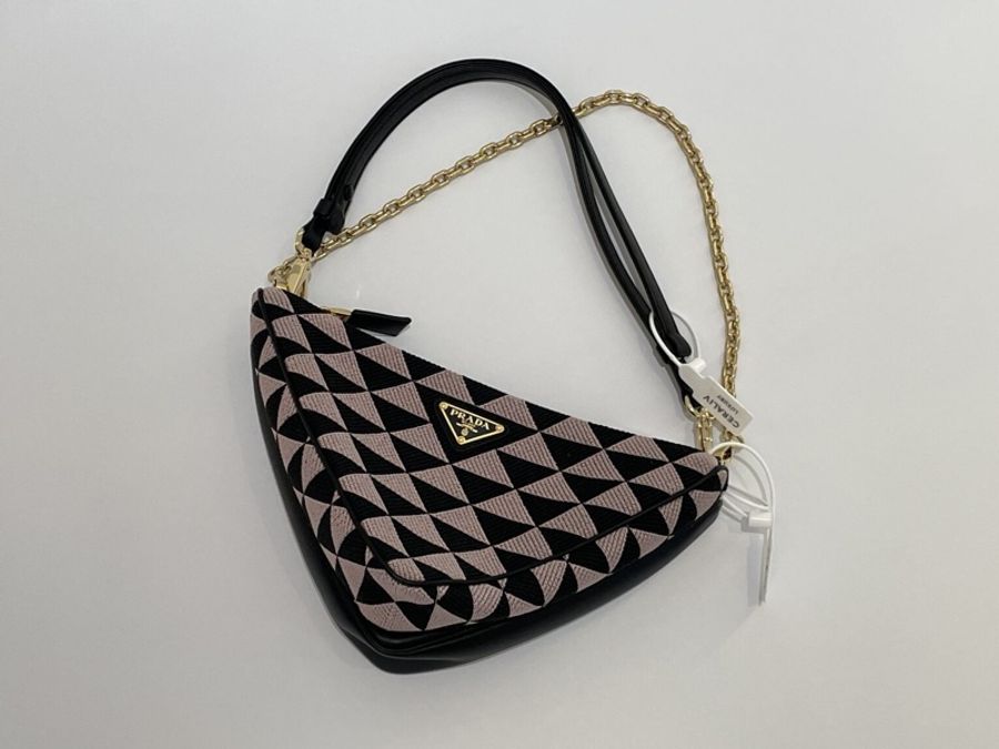 Prada Symbole Small Double Bag 黑×粉｜近新｜附原廠防塵袋-1
