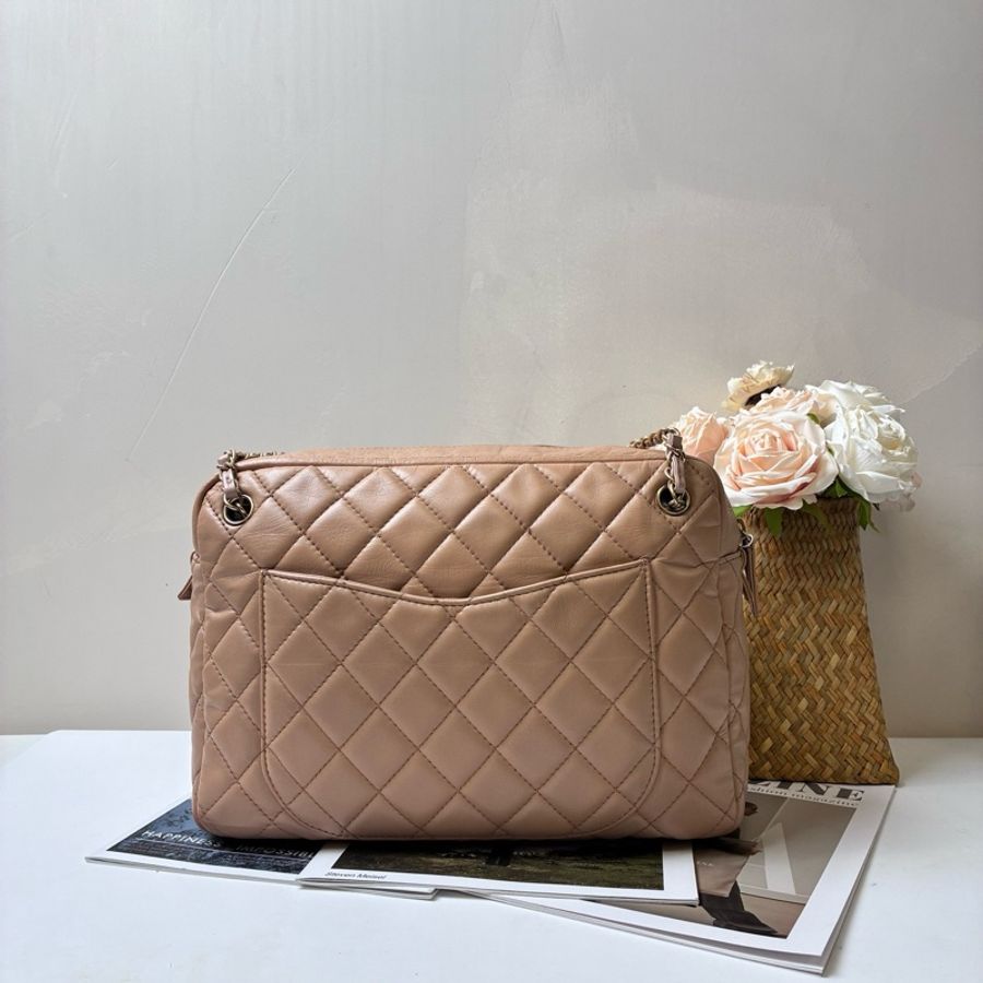 CHANEL/香奈兒 2.55相機包鏈條包 中號 奶茶色 12開底長32-2