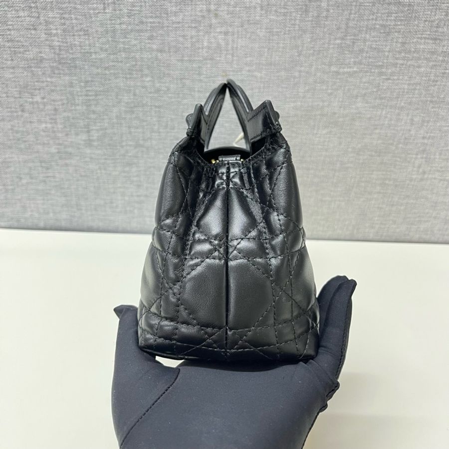 ❤️ DIOR 迪奧 Jolie Top Handle迷你鏈條包單肩包斜挎包 羊皮藤格紋黑色-2