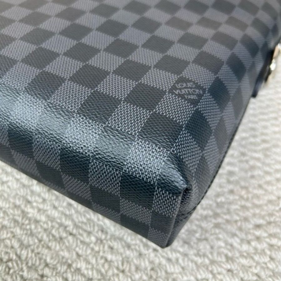 Louis Vuitton 棋盤格公文包 黑色棋盤格 有肩帶-7