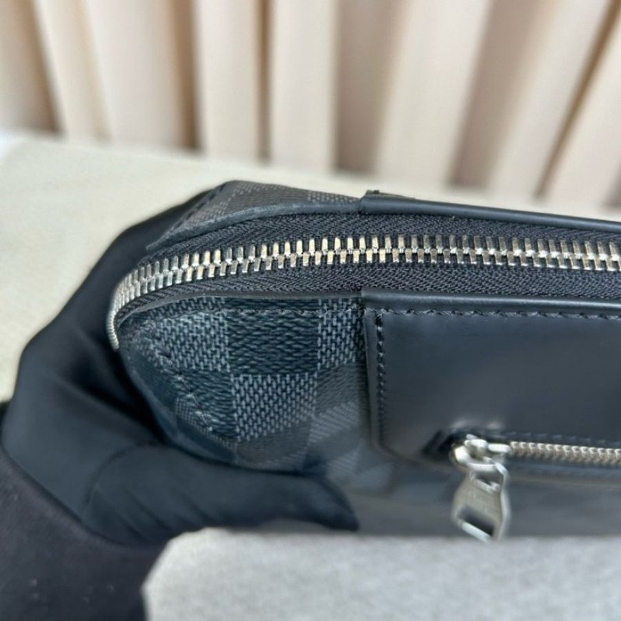Louis Vuitton 棋盤格公文包 黑色棋盤格 有肩帶-16