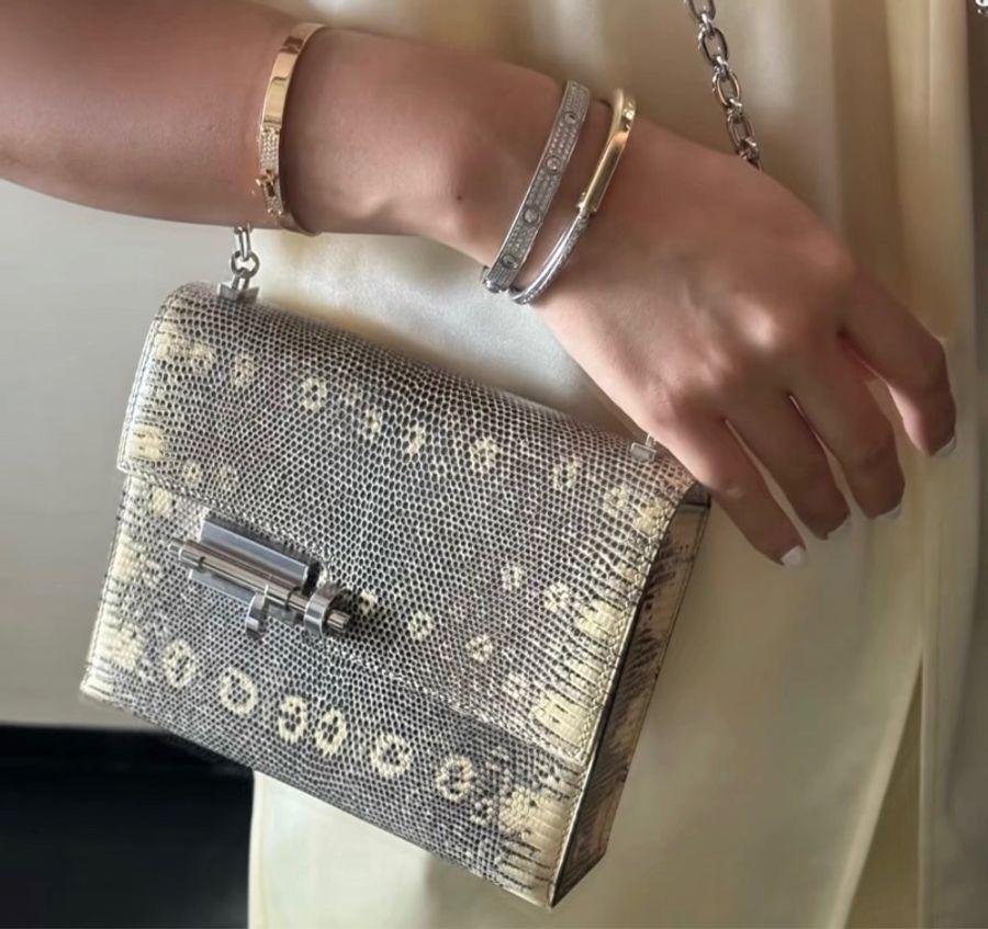 Hermes 愛馬仕 手槍包 Verrou mini 1B原色蜥蜴 銀扣 D刻-2