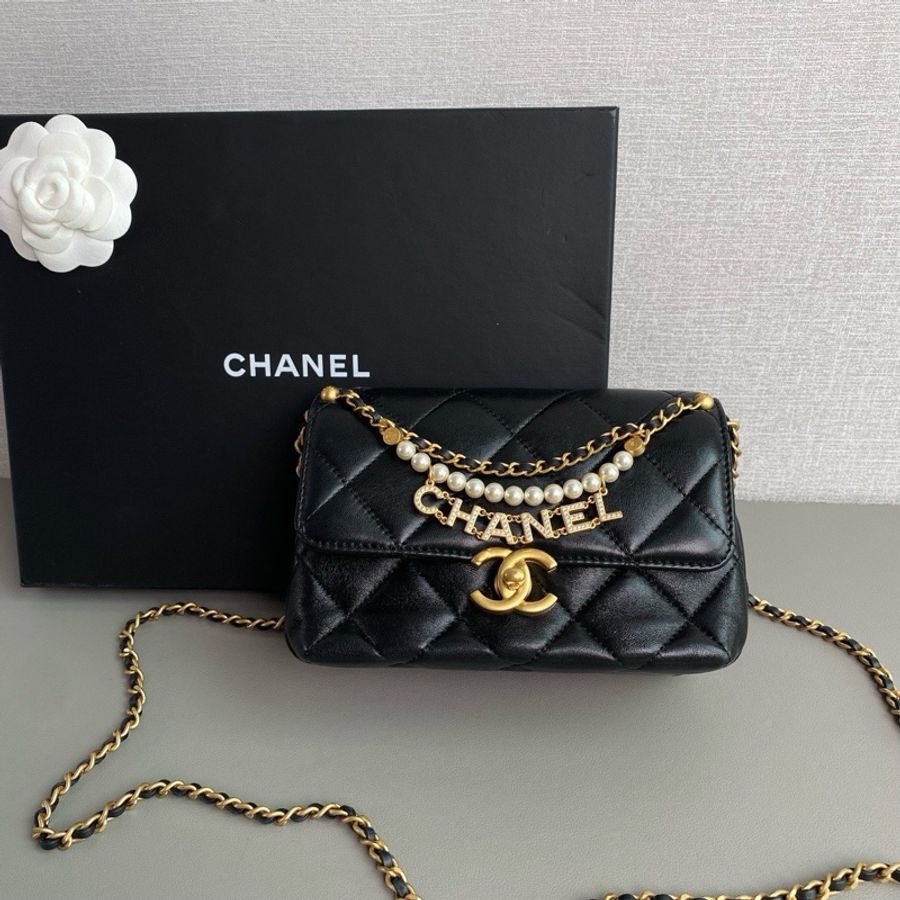 💎Chanel香奈兒｜24A黑金珍珠鏈條方胖子｜98新芯片款-1
