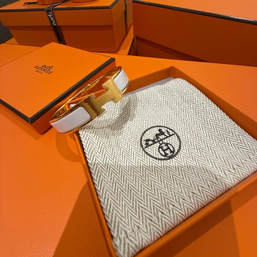 HERMES Clic H 手鐲（白金）-0