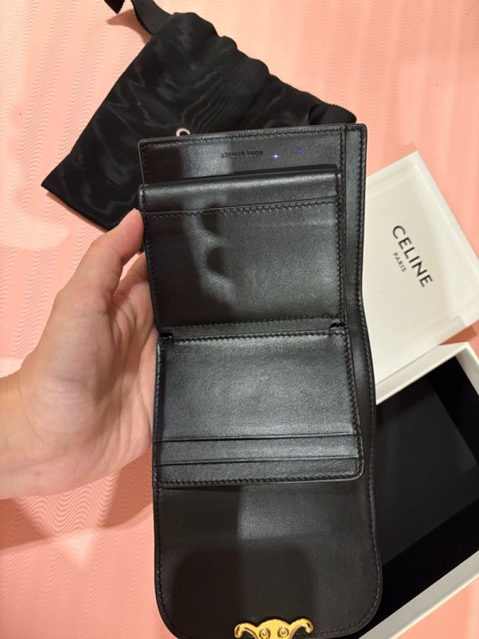 Celine 凱旋門經典LOGO短夾/黑色-3