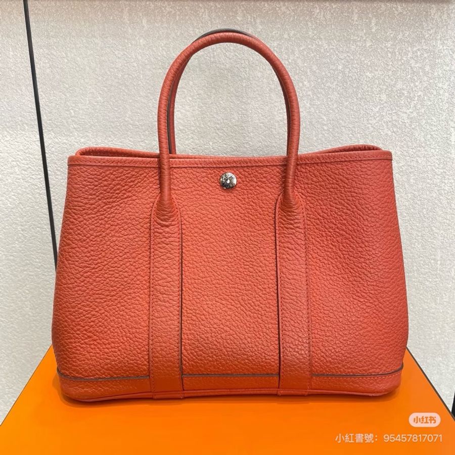 Hermes • Garden Party 30 火焰橙Tc皮銀釦 🈶原廠塵袋-1