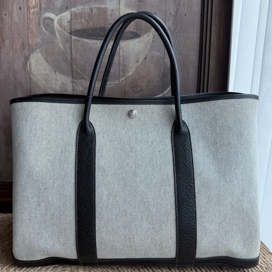 Hermes • Garden Party 45黑白熊貓帆布拼皮-5