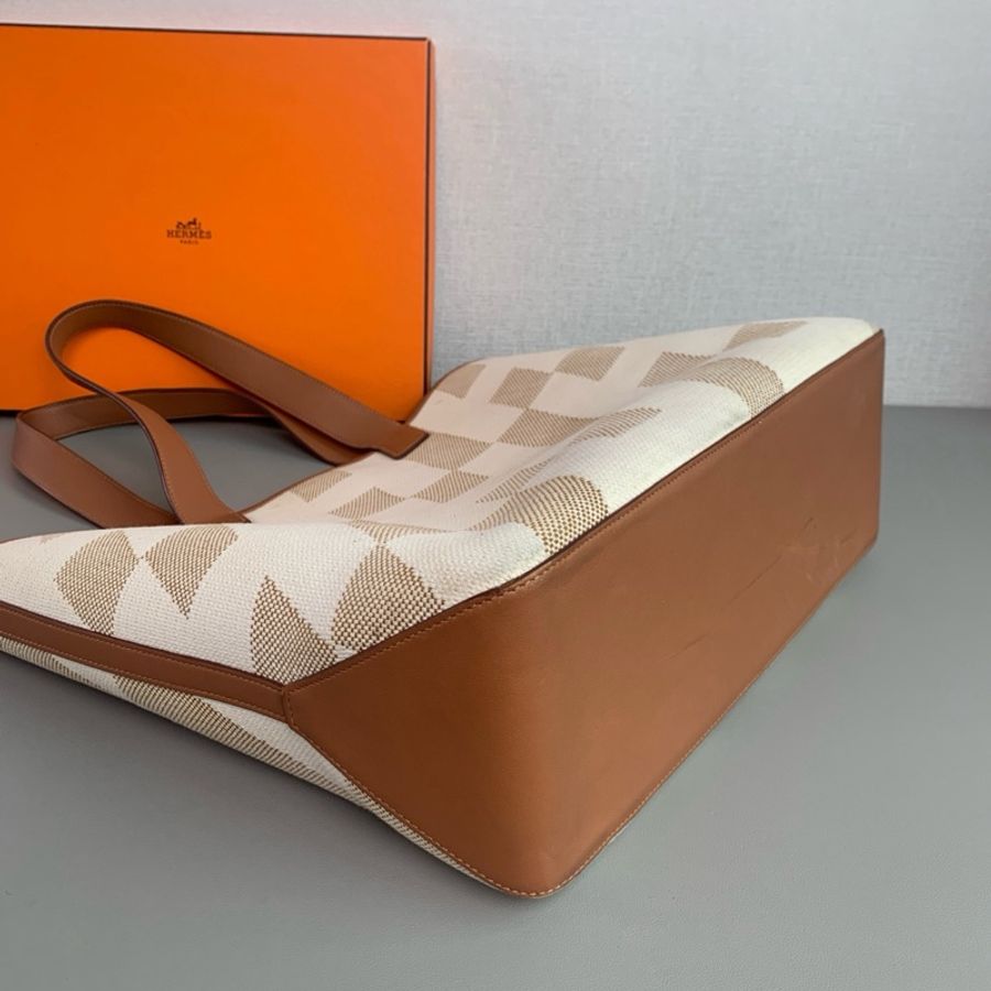 Hermes • Cabas 40 金棕色帆布托特包-7