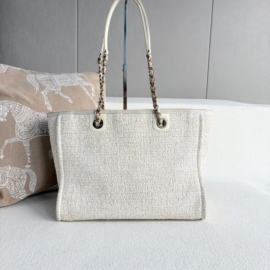 Chanel • Deauville 經典米色金線編織沙灘包芯片款✨🈶購證-5