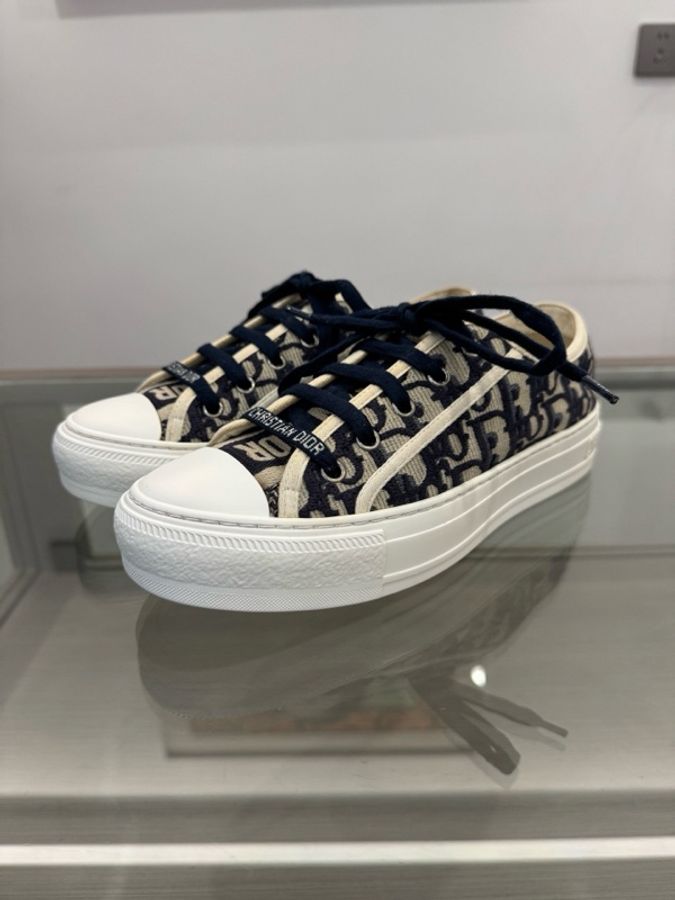 Dior迪奧 Walk'In藍色滿logo刺繡女款球鞋 36.5碼-0