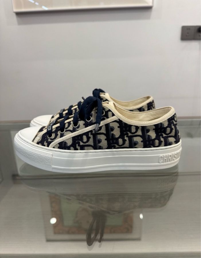 Dior迪奧 Walk'In藍色滿logo刺繡女款球鞋 36.5碼-2