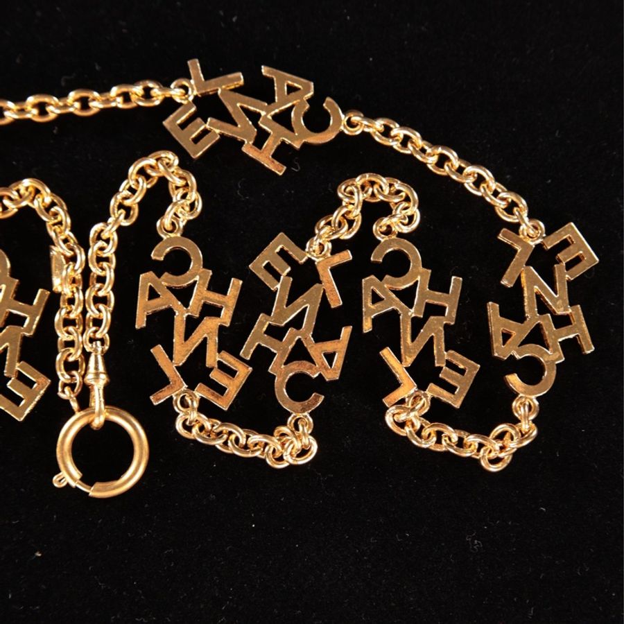 Chanel 素金字母拼接长项链毛衣链-9