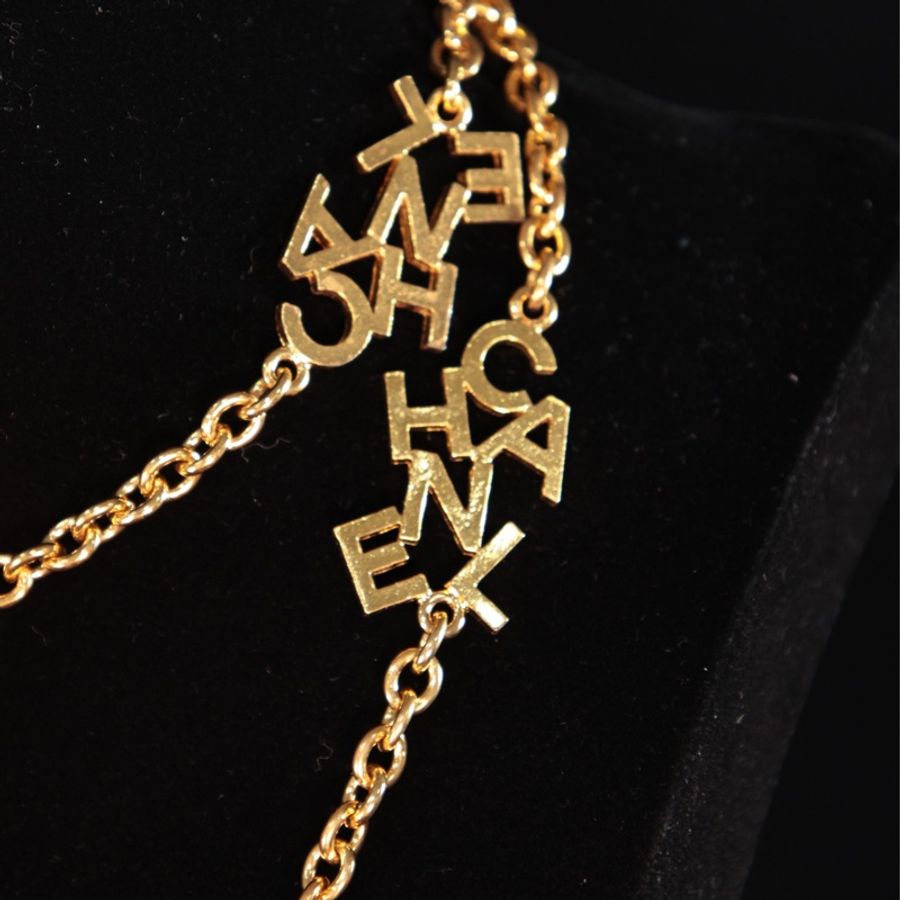 Chanel 素金字母拼接长项链毛衣链-22
