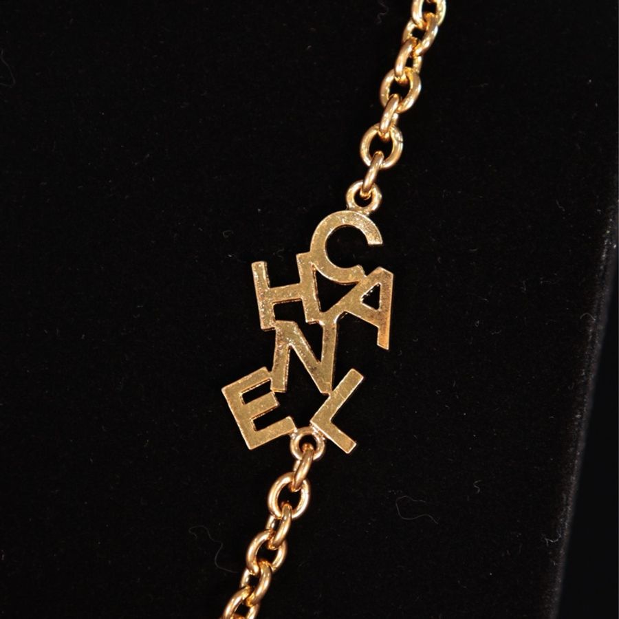 Chanel 素金字母拼接长项链毛衣链-28